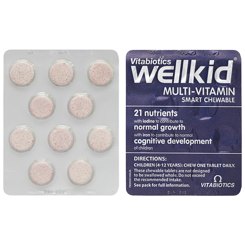 Vitabiotics Wellkid Multi-Vitamin Smart Chewable hỗ trợ tăng cường sức khỏe hộp 30 viên - 8